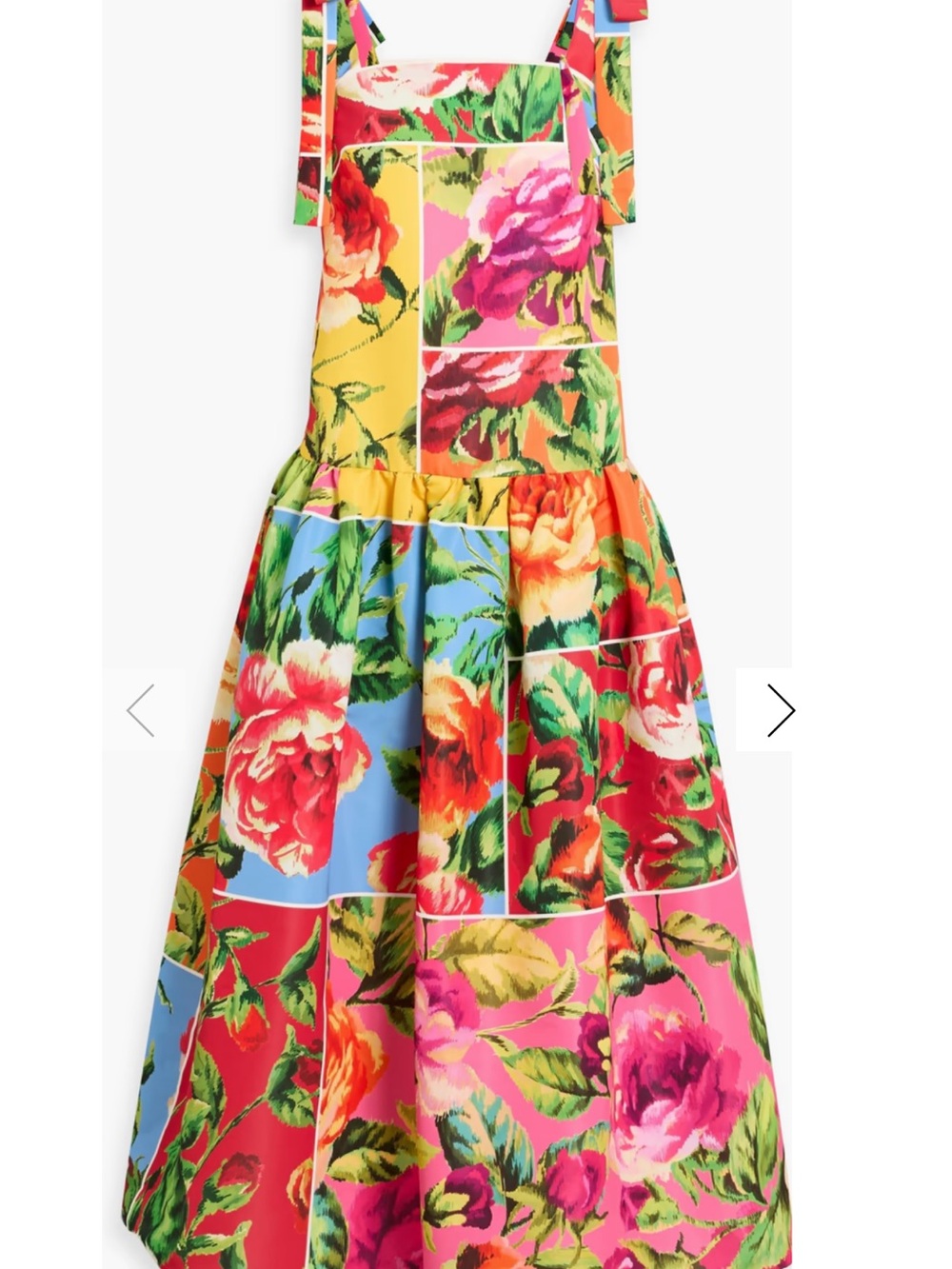 Designer bow-detailed floral- print faille midi dress - Picture 6 of 8